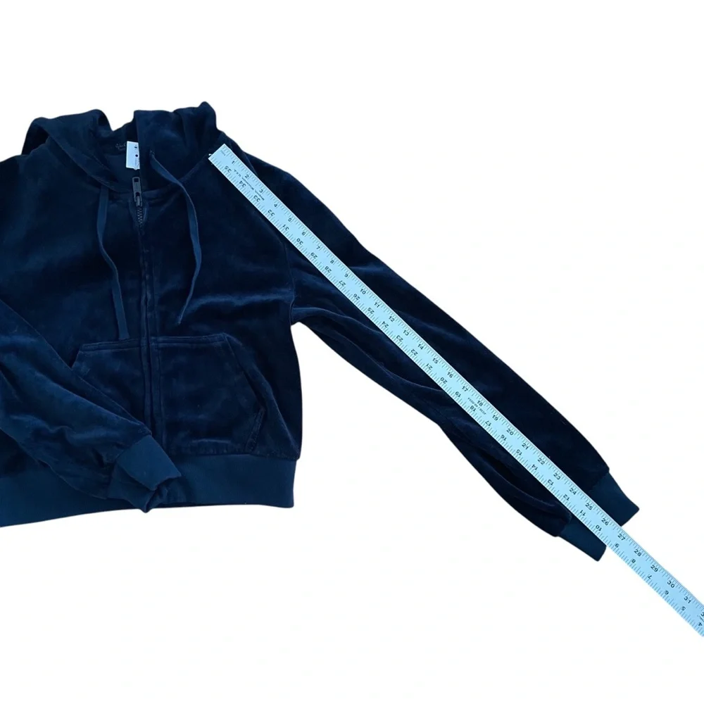 JOHN GALT / BRANDY MELVILLE Velour Full Zip Hoodie in Navy - New With Ta…